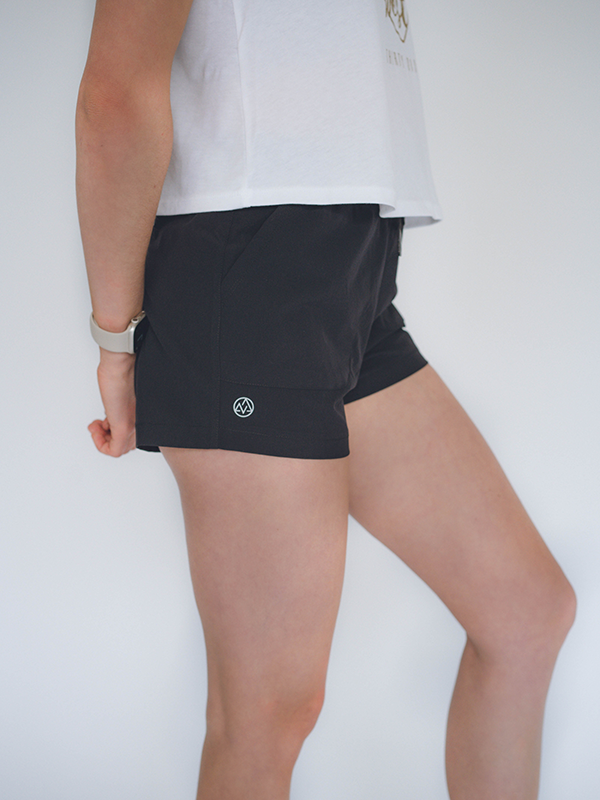 Athleisure Shorts with Drawstring - Black