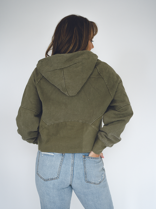 Mineral Washed Hoodie - Olive