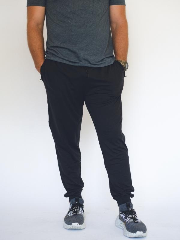 Black fashion joggers with zip pockets